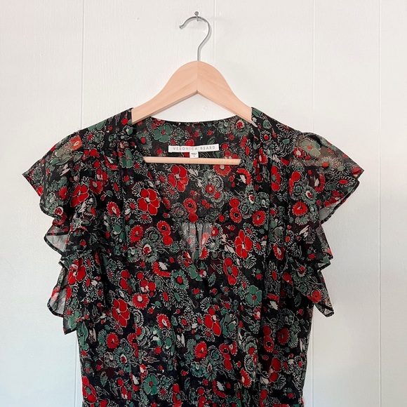 Veronica Beard ‘Cecile’ Ruffled Floral-Print Silk-Chiffon Maxi Dress - Picture 5 of 12